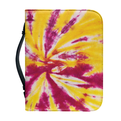Red And Yellow Spider Tie Dye Print Leather Bible Cover