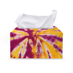 Red And Yellow Spider Tie Dye Print Leather Tissue Box Cover