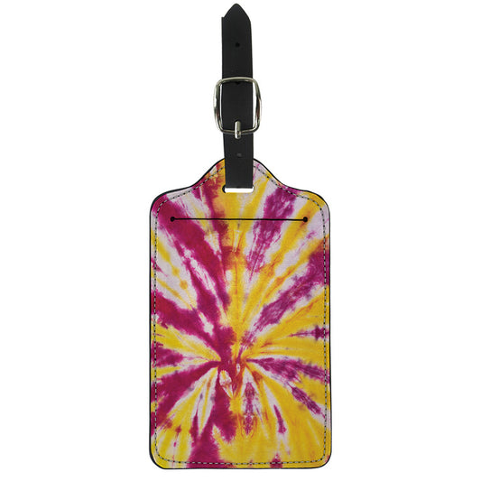 Red And Yellow Spider Tie Dye Print Luggage Tag