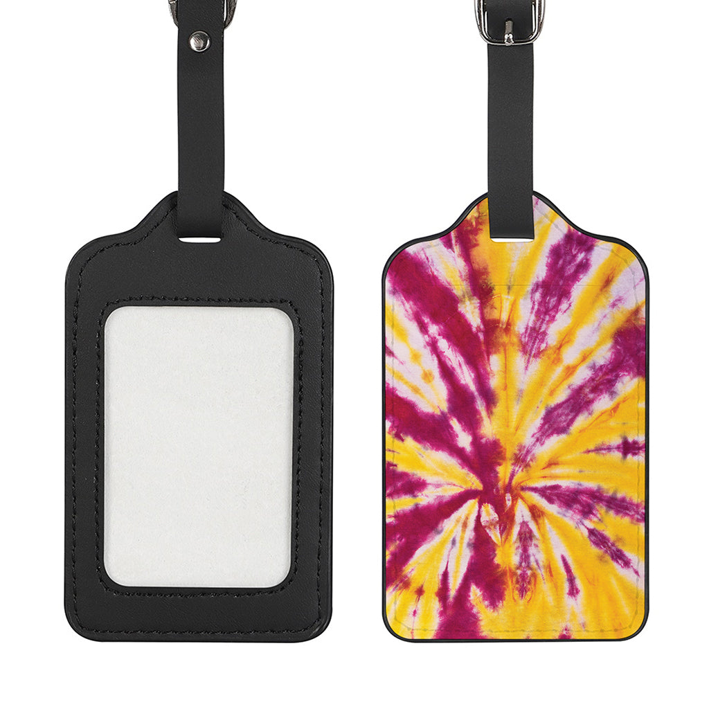 Red And Yellow Spider Tie Dye Print Luggage Tag