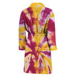 Red And Yellow Spider Tie Dye Print Men's Bathrobe