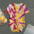 Red And Yellow Spider Tie Dye Print Men's Bodysuit