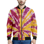 Red And Yellow Spider Tie Dye Print Men's Bomber Jacket