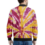Red And Yellow Spider Tie Dye Print Men's Bomber Jacket