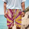 Red And Yellow Spider Tie Dye Print Men's Cargo Shorts