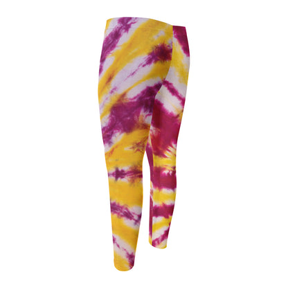 Red And Yellow Spider Tie Dye Print Men's Compression Pants