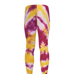 Red And Yellow Spider Tie Dye Print Men's leggings
