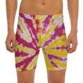 Red And Yellow Spider Tie Dye Print Men's Long Boxer Briefs
