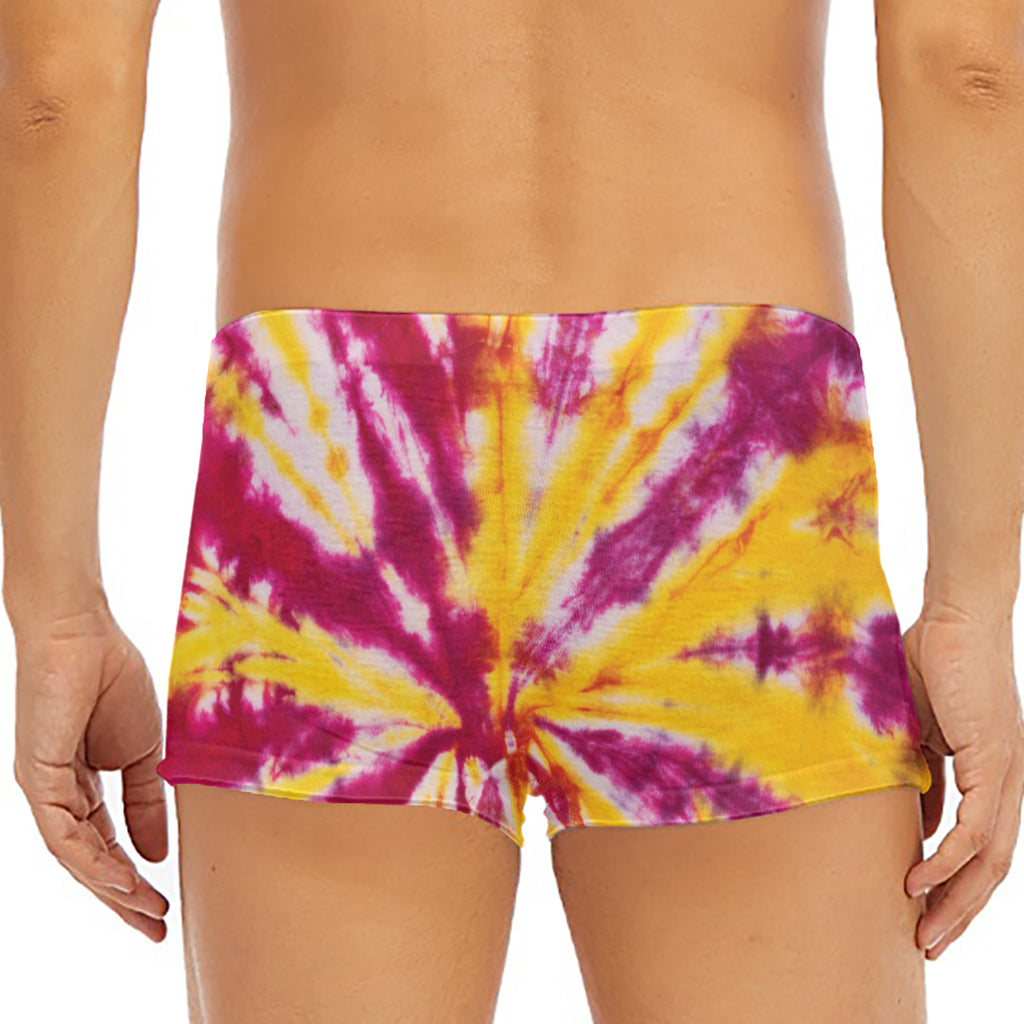 Red And Yellow Spider Tie Dye Print Men's Short Boxer Briefs