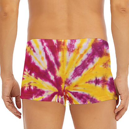 Red And Yellow Spider Tie Dye Print Men's Short Boxer Briefs