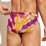Red And Yellow Spider Tie Dye Print Men's Swim Briefs