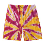 Red And Yellow Spider Tie Dye Print Men's Swim Trunks