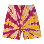 Red And Yellow Spider Tie Dye Print Men's Swim Trunks