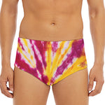 Red And Yellow Spider Tie Dye Print Men's Triangle Swim Briefs