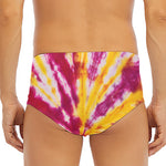 Red And Yellow Spider Tie Dye Print Men's Triangle Swim Briefs