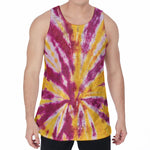 Red And Yellow Spider Tie Dye Print Men's Velvet Tank Top