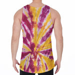 Red And Yellow Spider Tie Dye Print Men's Velvet Tank Top