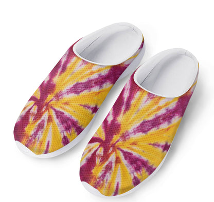Red And Yellow Spider Tie Dye Print Mesh Casual Shoes