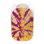 Red And Yellow Spider Tie Dye Print Mesh Laundry Hamper