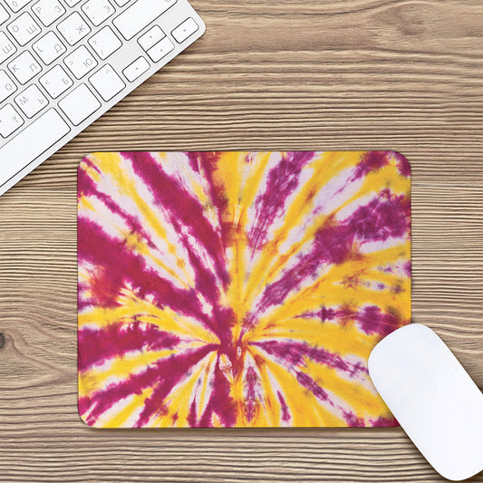 Red And Yellow Spider Tie Dye Print Mouse Pad