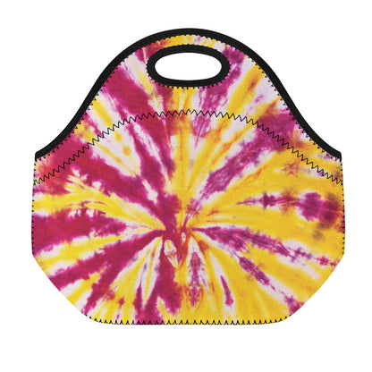 Red And Yellow Spider Tie Dye Print Neoprene Lunch Bag