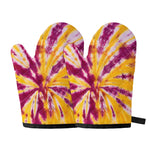 Red And Yellow Spider Tie Dye Print Oven Mitts