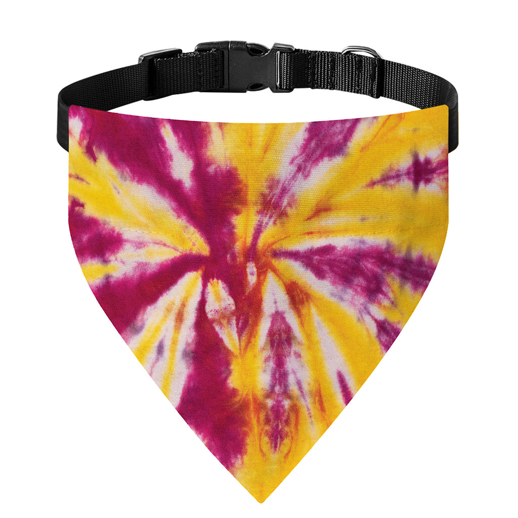 Red And Yellow Spider Tie Dye Print Over The Collar Dog Bandana