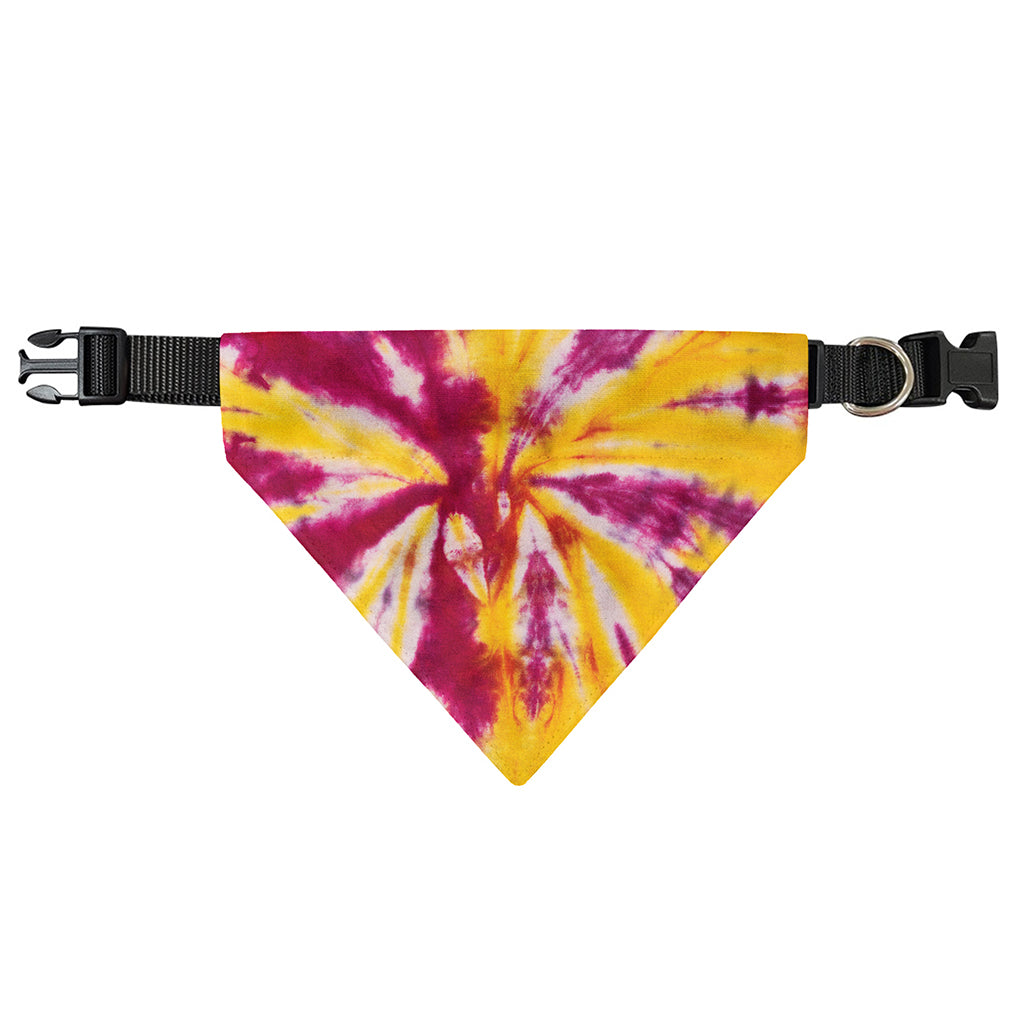 Red And Yellow Spider Tie Dye Print Over The Collar Dog Bandana