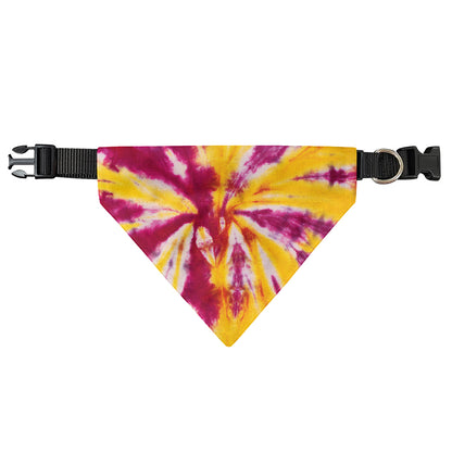 Red And Yellow Spider Tie Dye Print Over The Collar Dog Bandana