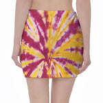 Red And Yellow Spider Tie Dye Print Pencil Mini Skirt
