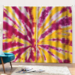 Red And Yellow Spider Tie Dye Print Pencil Pleat Curtains