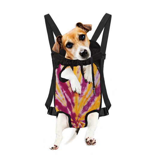 Red And Yellow Spider Tie Dye Print Pet Carrier Backpack