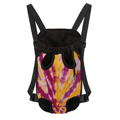 Red And Yellow Spider Tie Dye Print Pet Carrier Backpack