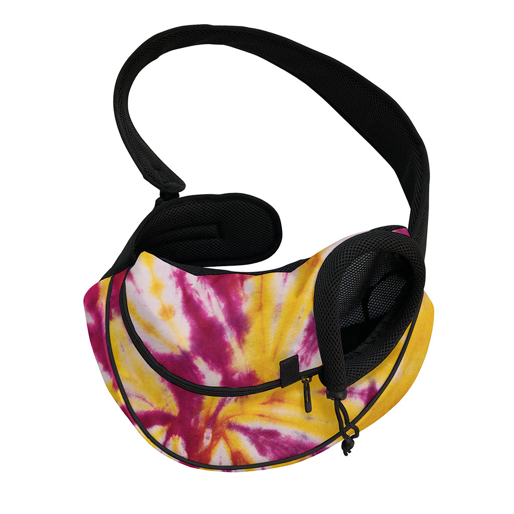 Red And Yellow Spider Tie Dye Print Pet Sling Carrier