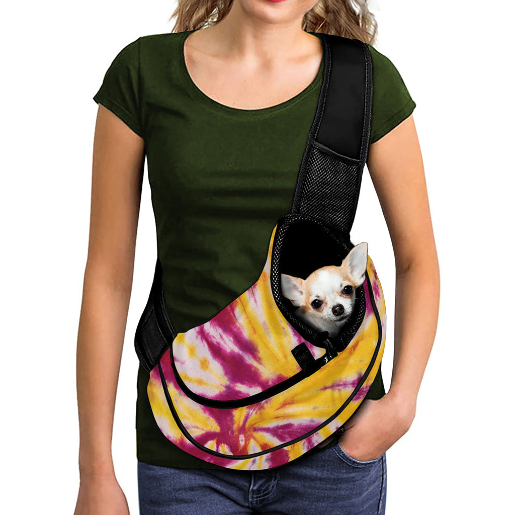 Red And Yellow Spider Tie Dye Print Pet Sling Carrier