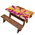 Red And Yellow Spider Tie Dye Print Picnic Table Cover