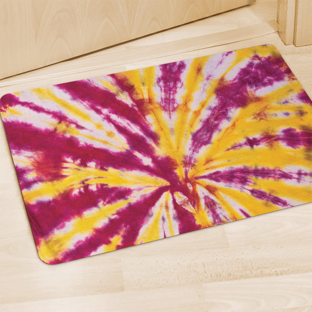 Red And Yellow Spider Tie Dye Print Polyester Doormat