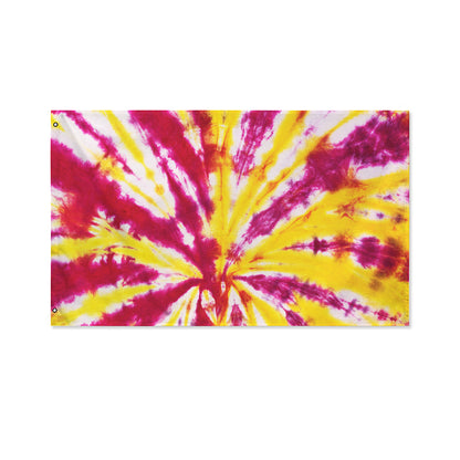 Red And Yellow Spider Tie Dye Print Polyester Flag