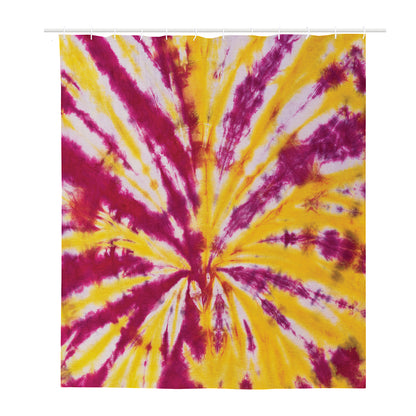 Red And Yellow Spider Tie Dye Print Polyester Shower Curtain