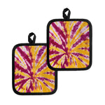 Red And Yellow Spider Tie Dye Print Pot Holders
