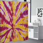 Red And Yellow Spider Tie Dye Print Premium Shower Curtain
