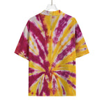 Red And Yellow Spider Tie Dye Print Rayon Hawaiian Shirt