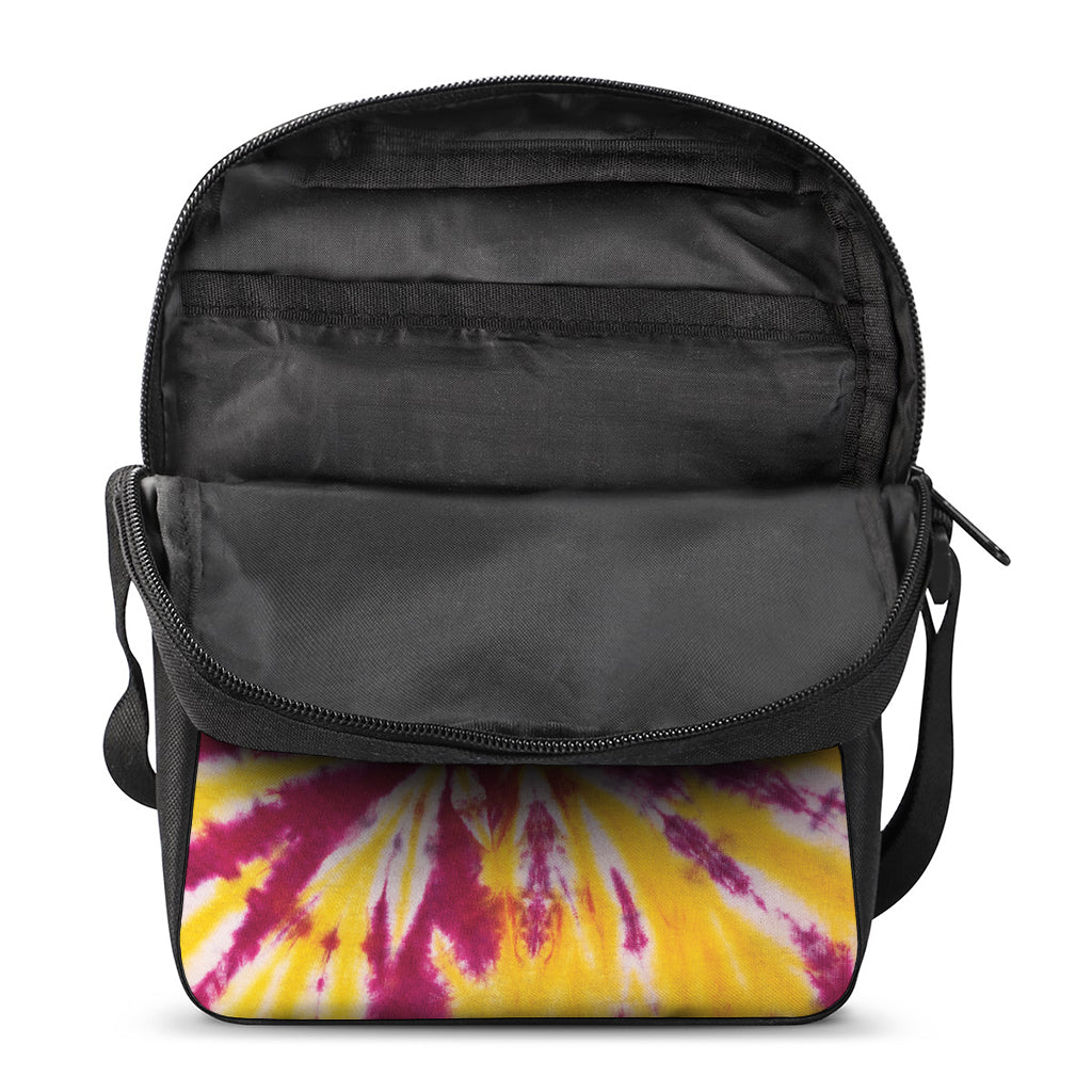Red And Yellow Spider Tie Dye Print Rectangular Crossbody Bag