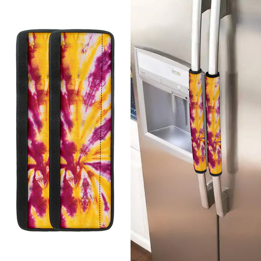 Red And Yellow Spider Tie Dye Print Refrigerator Handle Covers