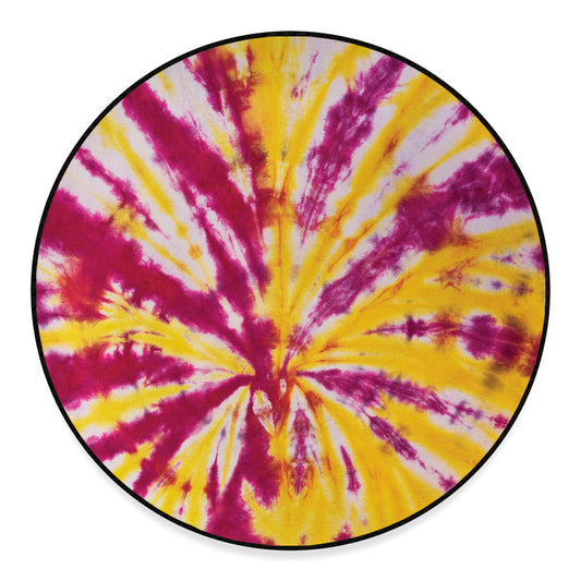 Red And Yellow Spider Tie Dye Print Round Floor Mat