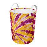 Red And Yellow Spider Tie Dye Print Round Laundry Basket