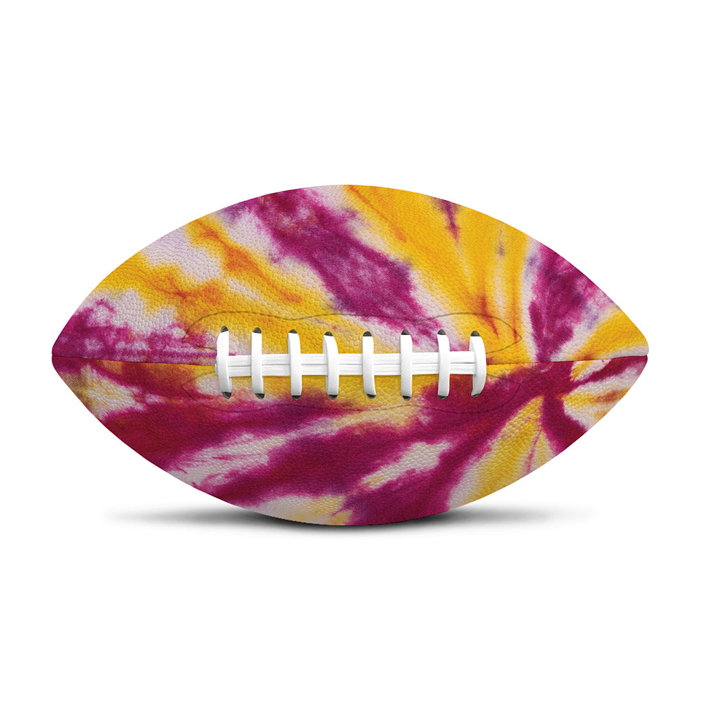 Red And Yellow Spider Tie Dye Print Rugby Ball