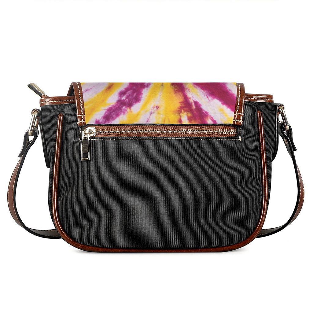 Red And Yellow Spider Tie Dye Print Saddle Bag