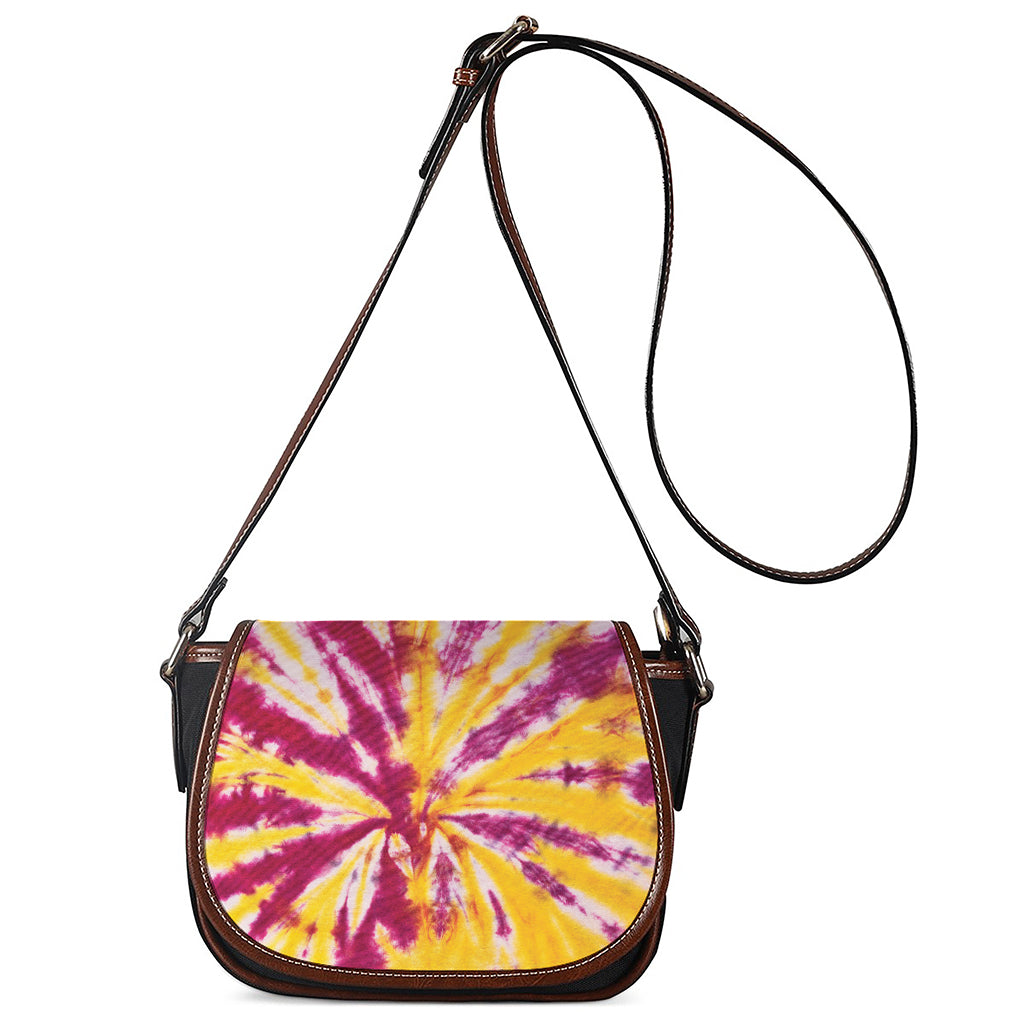 Red And Yellow Spider Tie Dye Print Saddle Bag