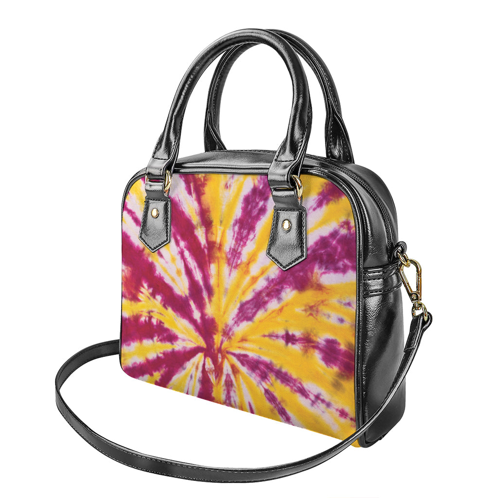 Red And Yellow Spider Tie Dye Print Shoulder Handbag